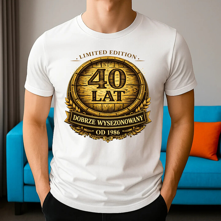 Limited edition 40 lat - dobrze wysezonowany - od 1986 - męska koszulka na prezent