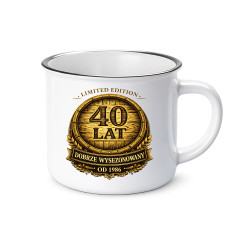 Limited edition 40 lat - dobrze wysezonowany - od 1986 - kubek emaliowany na prezent
