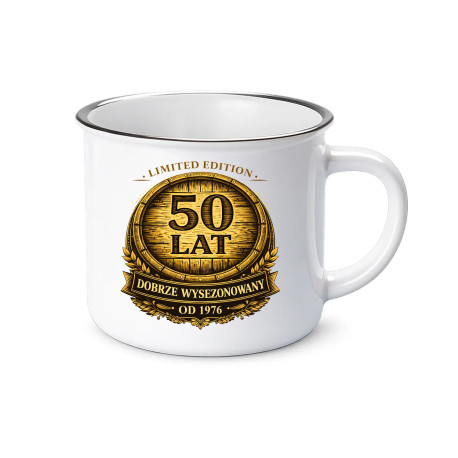 Limited edition 50 lat - dobrze wysezonowany - od 1976 - kubek emaliowany na prezent