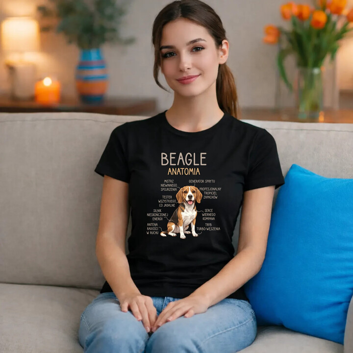 Beagle - anatomia - damska koszulka na prezent