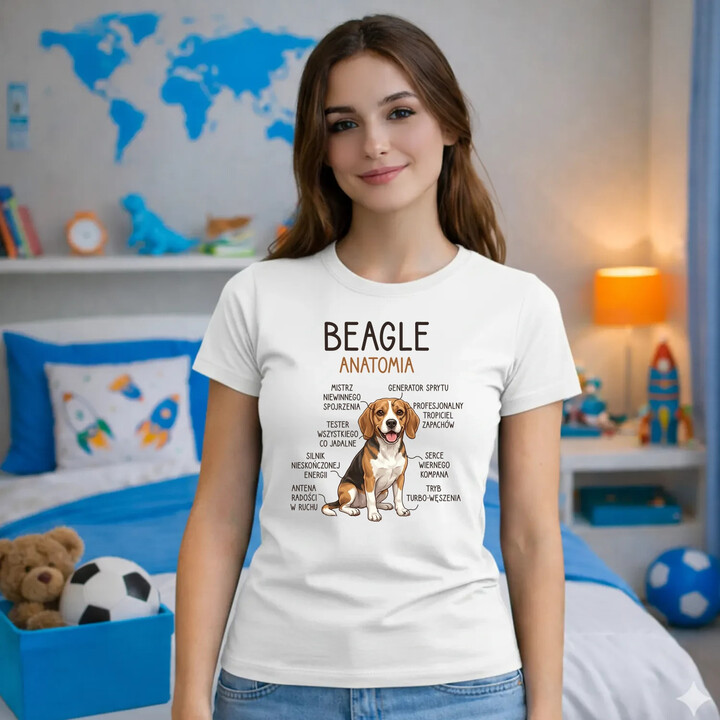 Beagle - anatomia - damska koszulka na prezent