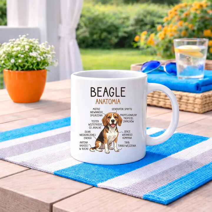 Beagle - anatomia - kubek na prezent