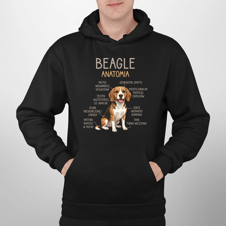 Beagle - anatomia - męska bluza na prezent