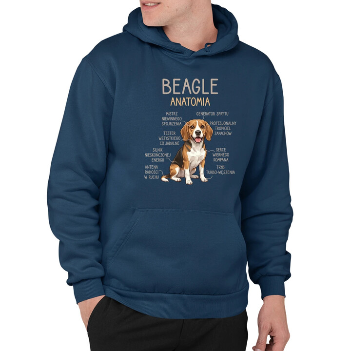 Beagle - anatomia - męska bluza na prezent