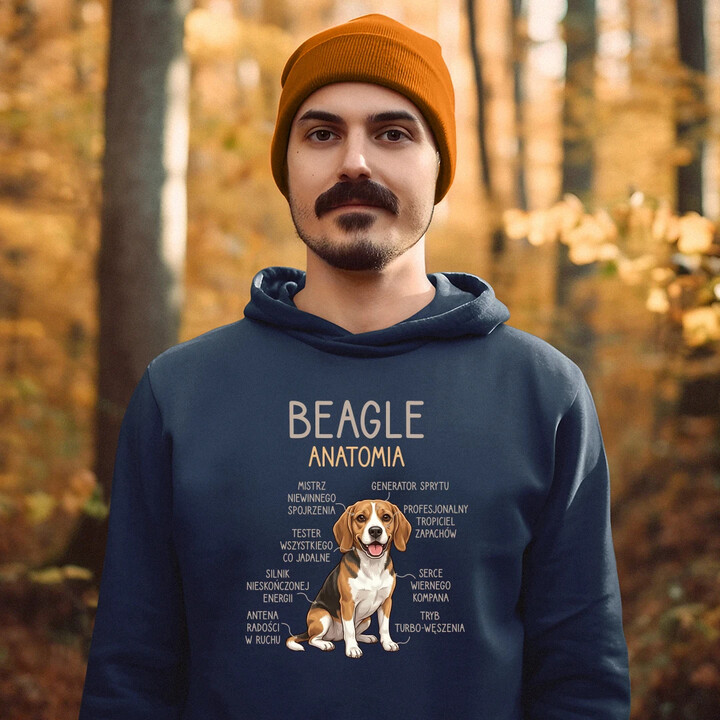 Beagle - anatomia - męska bluza na prezent