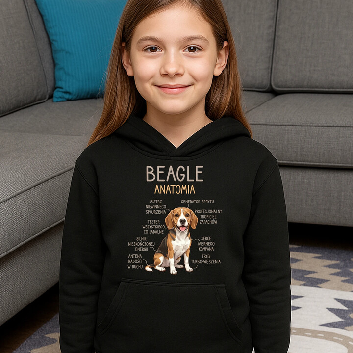 Beagle - anatomia - dziecięca bluza na prezent
