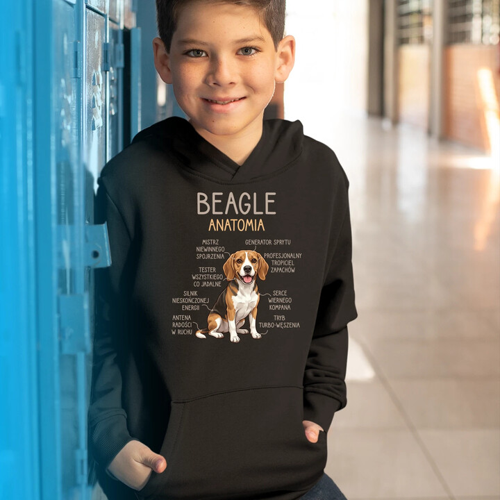 Beagle - anatomia - dziecięca bluza na prezent