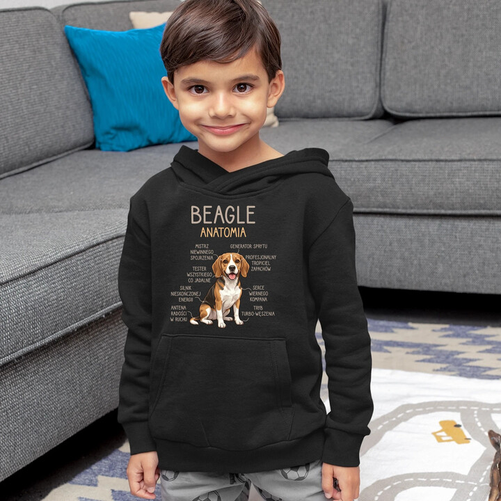 Beagle - anatomia - dziecięca bluza na prezent