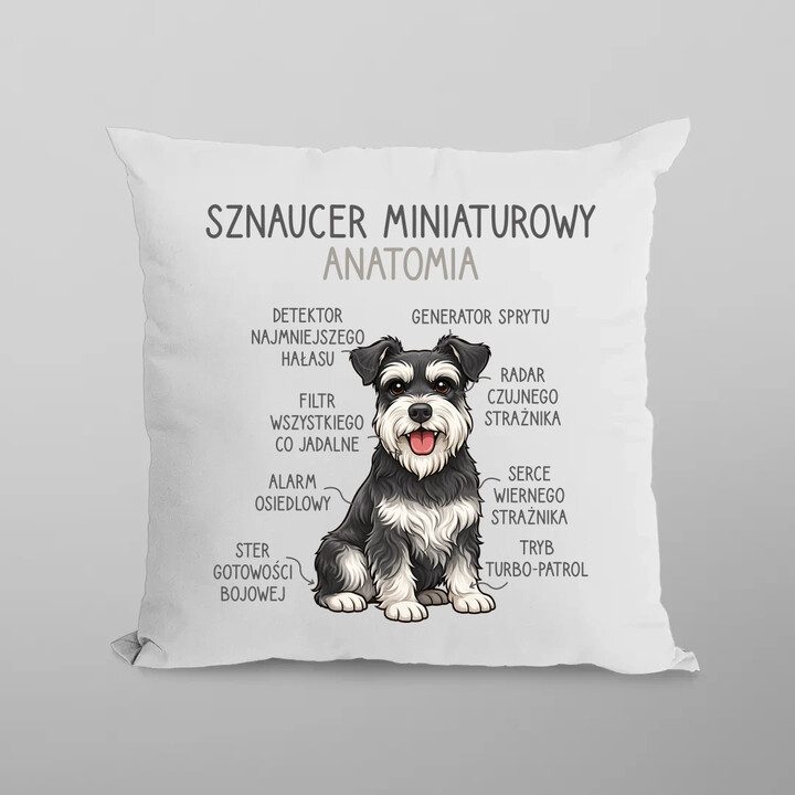 Sznaucer Miniaturowy - anatomia - poduszka na prezent
