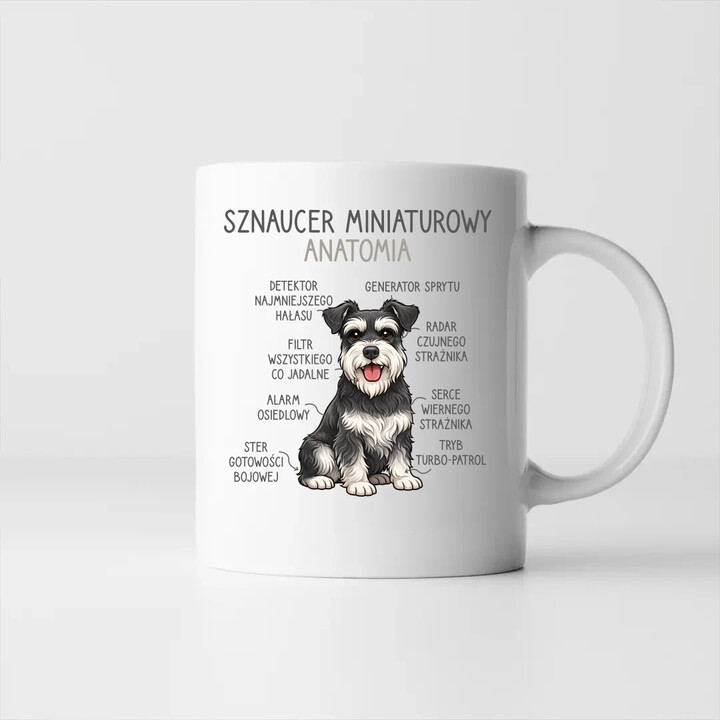 Sznaucer Miniaturowy - anatomia - kubek na prezent