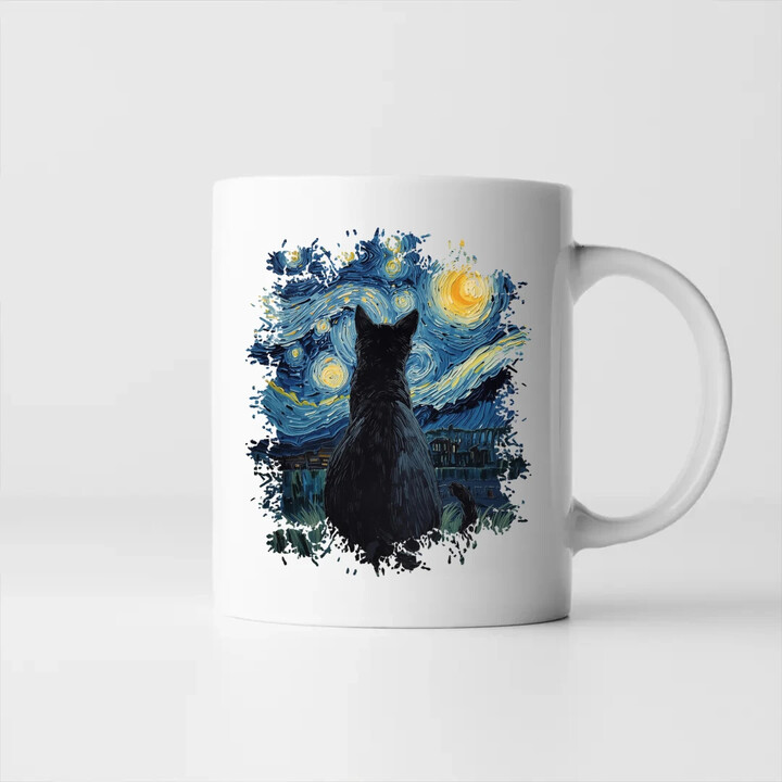 Kot inspirowany Van Goghiem - kubek na prezent