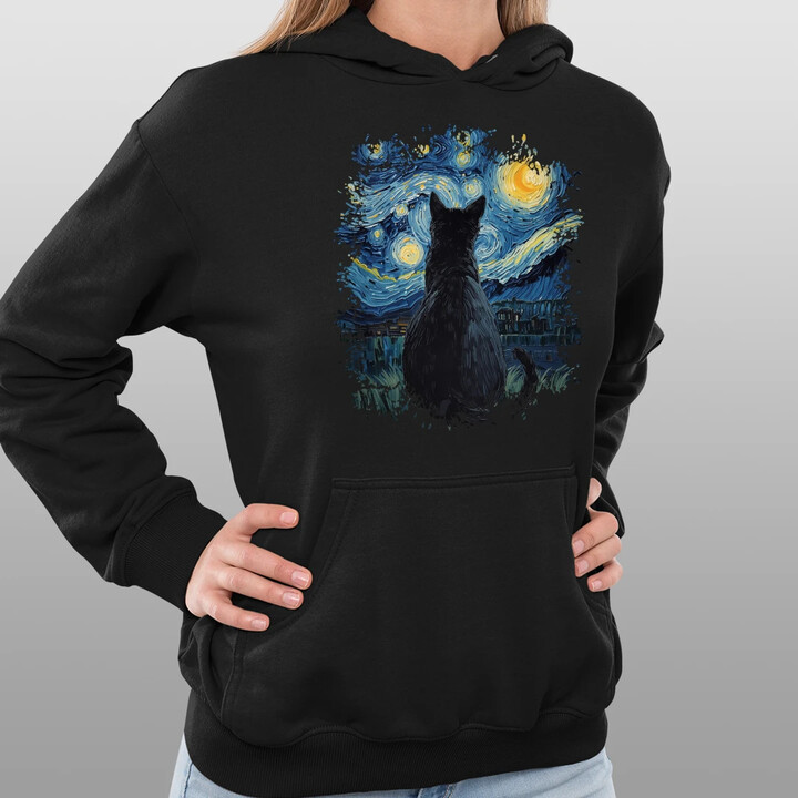 Kot inspirowany Van Goghiem - damska bluza na prezent