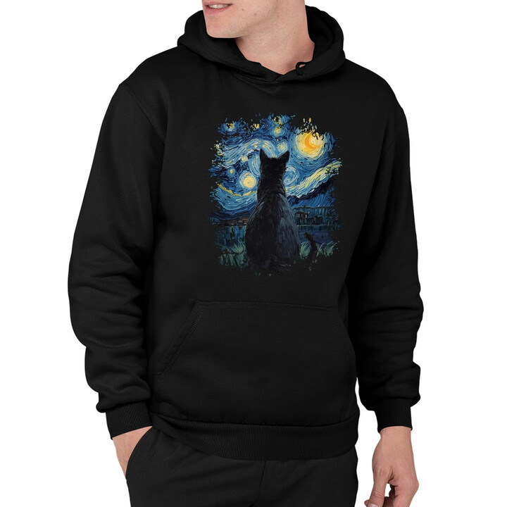 Kot inspirowany Van Goghiem - męska bluza na prezent