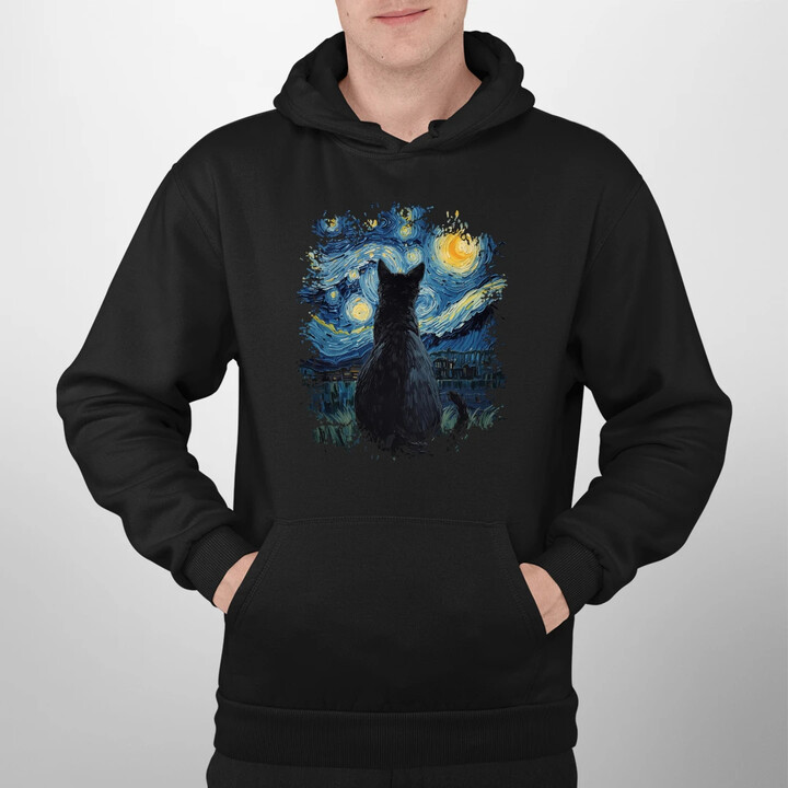 Kot inspirowany Van Goghiem - męska bluza na prezent