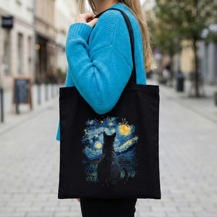 Kot inspirowany Van Goghiem - torba na prezent