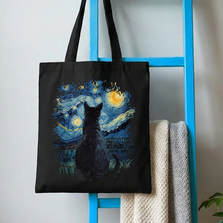 Kot inspirowany Van Goghiem - torba na prezent