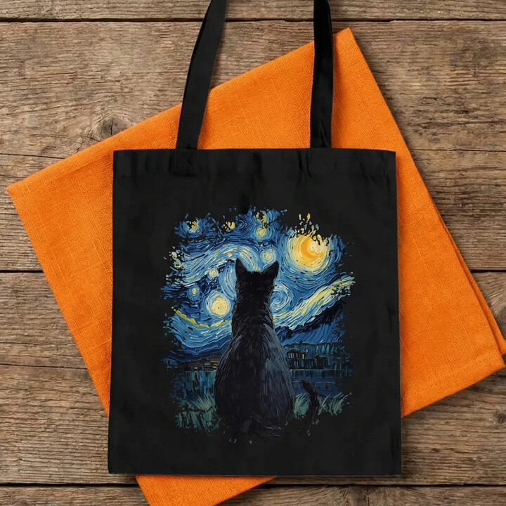 Kot inspirowany Van Goghiem - torba na prezent