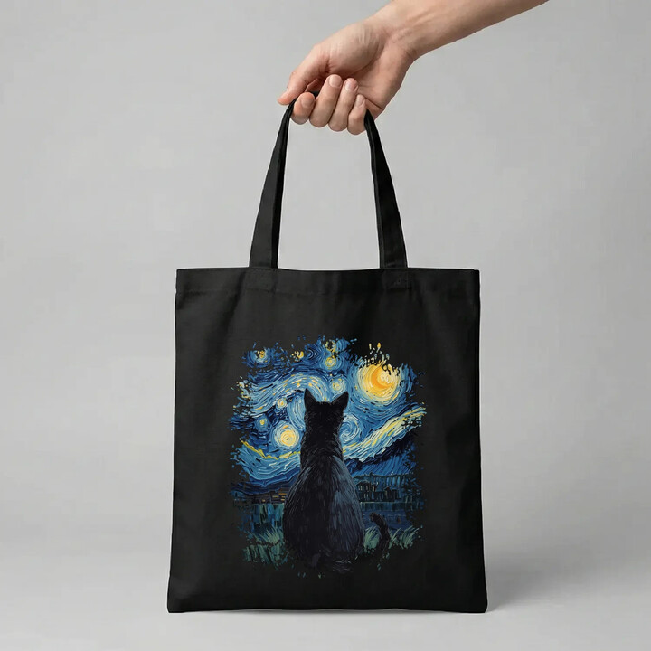 Kot inspirowany Van Goghiem - torba na prezent