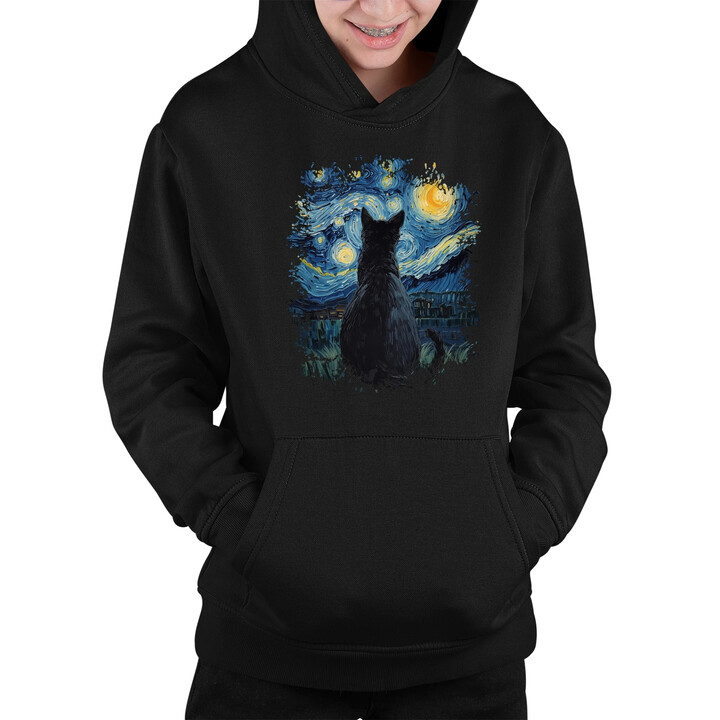 Kot inspirowany Van Goghiem - dziecięca bluza na prezent