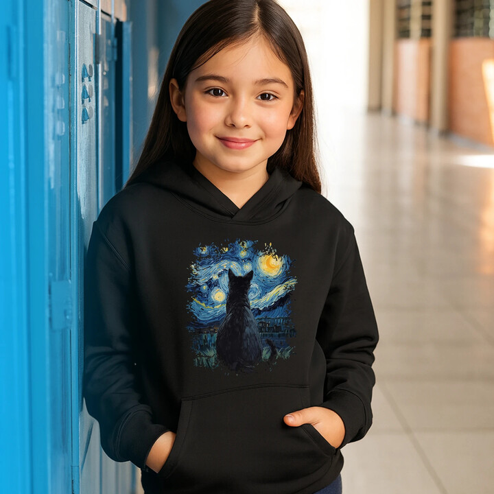 Kot inspirowany Van Goghiem - dziecięca bluza na prezent