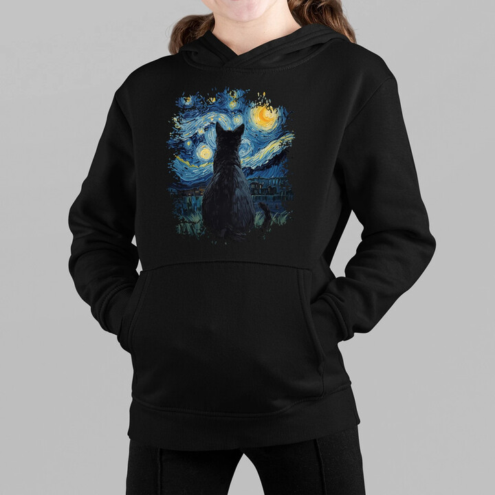 Kot inspirowany Van Goghiem - dziecięca bluza na prezent