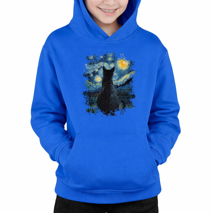 Kot inspirowany Van Goghiem - dziecięca bluza na prezent
