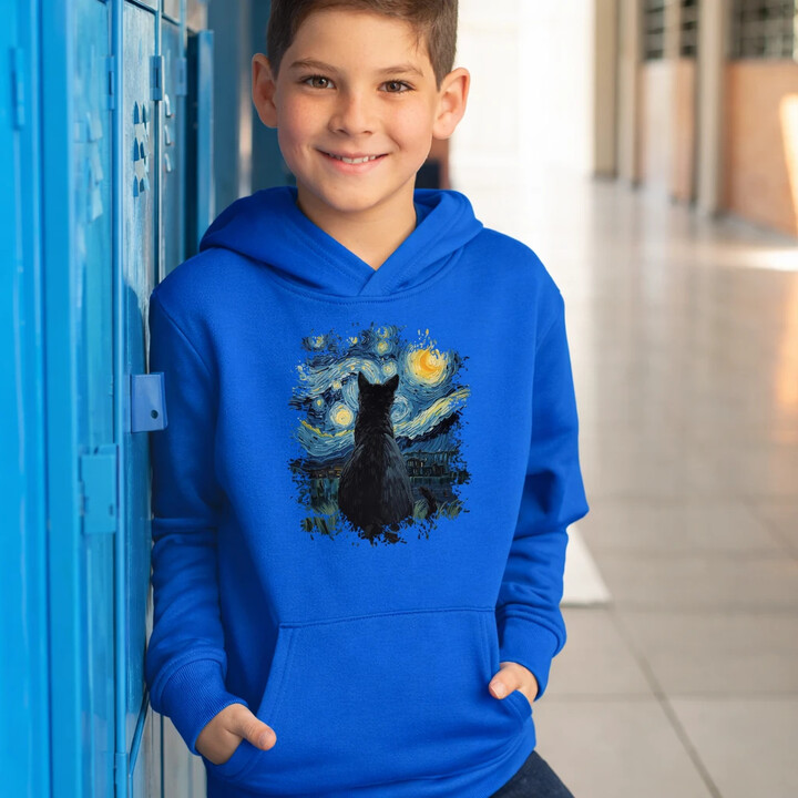 Kot inspirowany Van Goghiem - dziecięca bluza na prezent