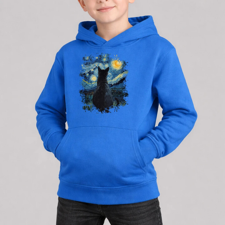 Kot inspirowany Van Goghiem - dziecięca bluza na prezent