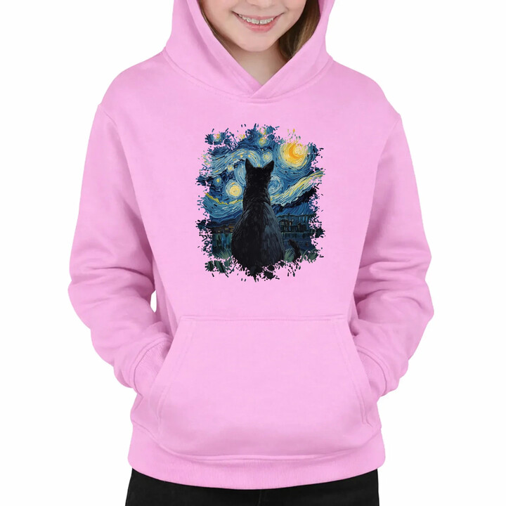 Kot inspirowany Van Goghiem - dziecięca bluza na prezent