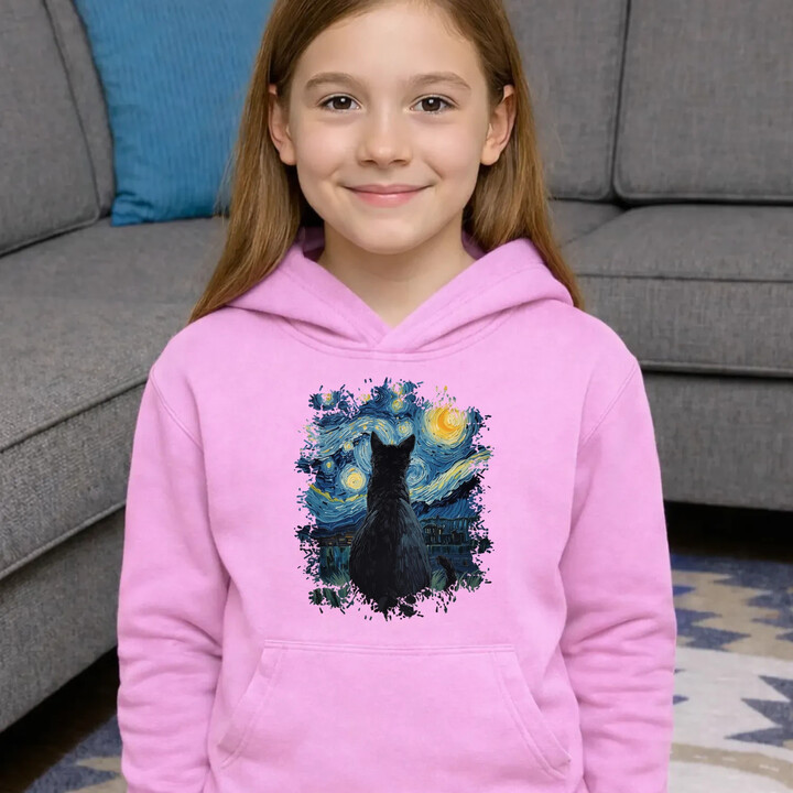 Kot inspirowany Van Goghiem - dziecięca bluza na prezent