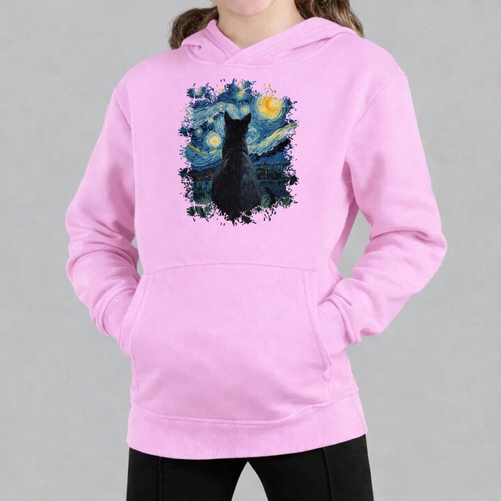 Kot inspirowany Van Goghiem - dziecięca bluza na prezent