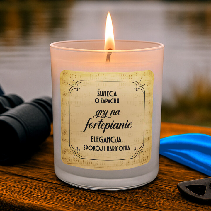 Świeca o zapachu fortepianu (elegancja, spokój i harmonia) - świeczka zapachowa na prezent