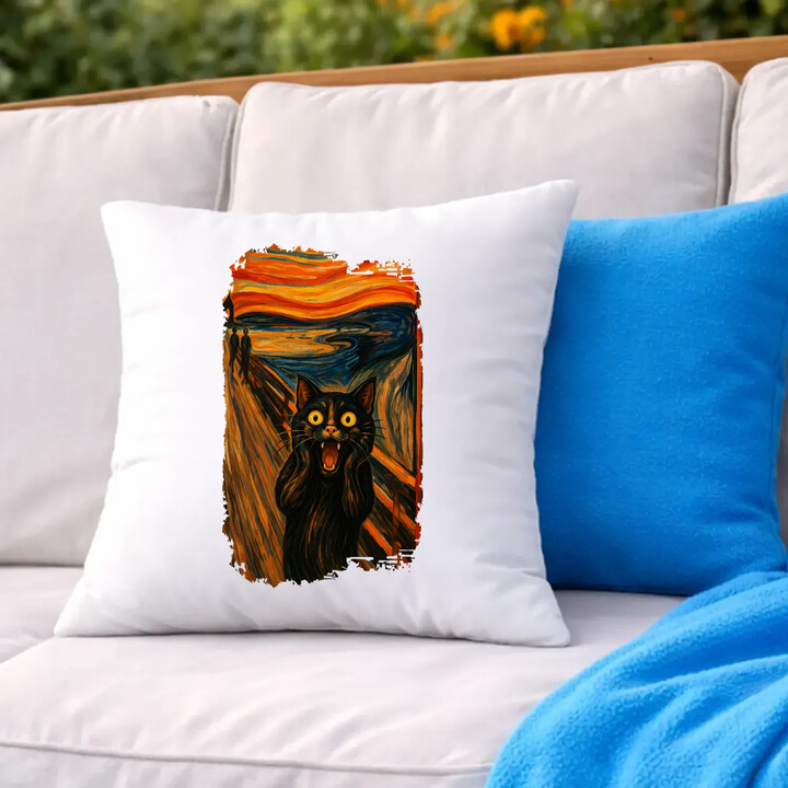 Kot krzyk - inspirowany Van Goghiem - poduszka na prezent