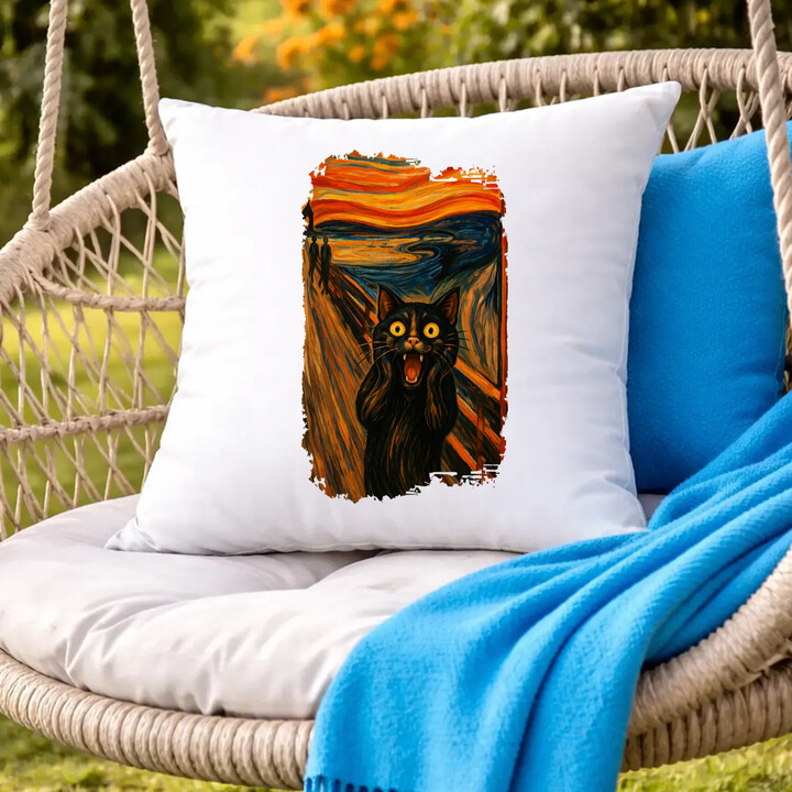Kot krzyk - inspirowany Van Goghiem - poduszka na prezent