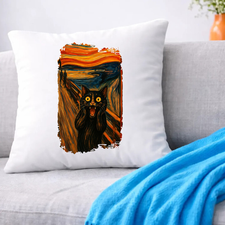 Kot krzyk - inspirowany Van Goghiem - poduszka na prezent