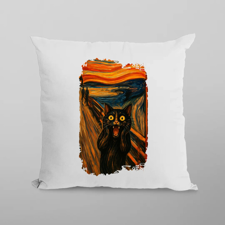 Kot krzyk - inspirowany Van Goghiem - poduszka na prezent