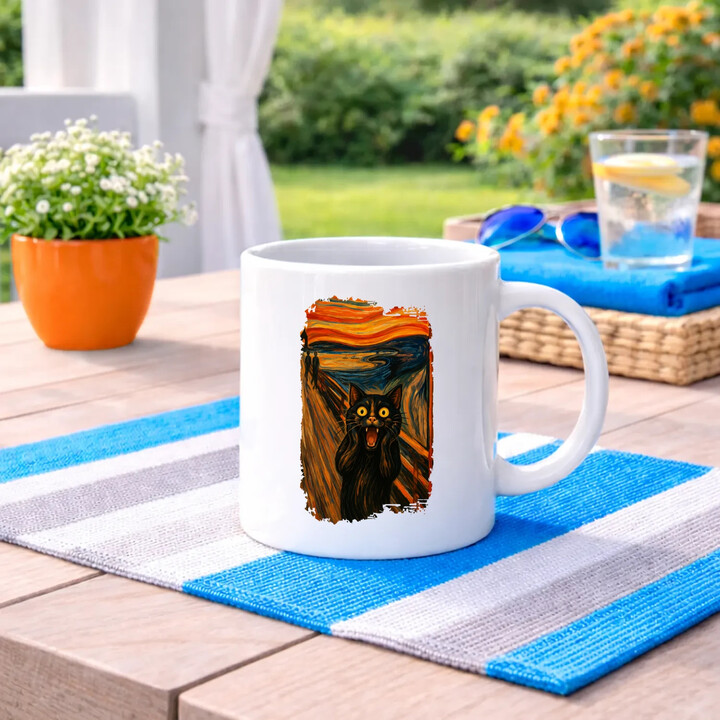 Kot krzyk - inspirowany Van Goghiem - kubek na prezent