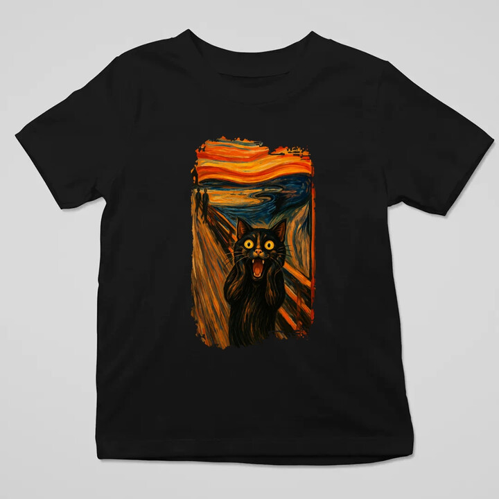 Kot krzyk - inspirowany Van Goghiem - dziecięca koszulka na prezent