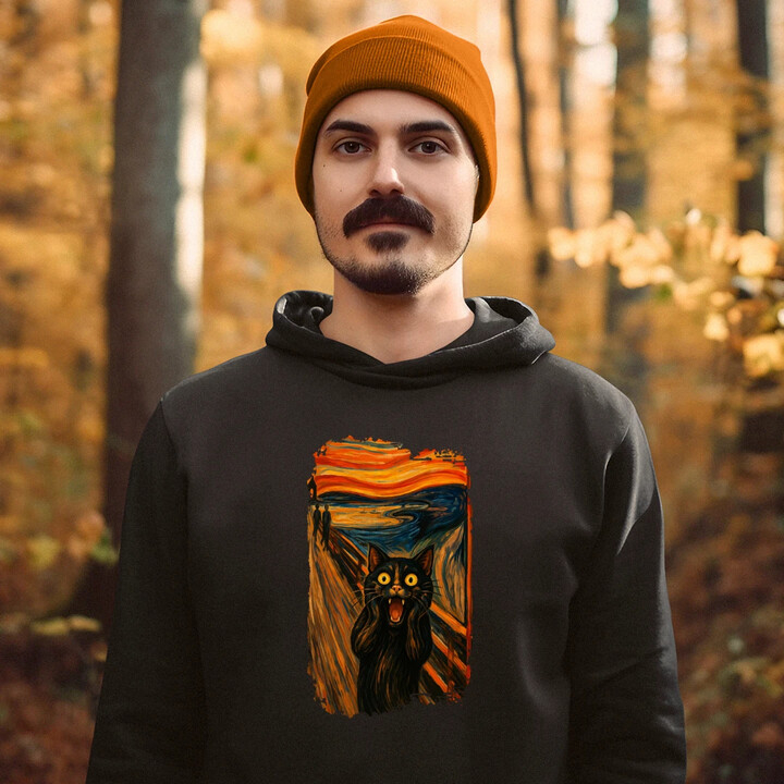 Kot krzyk - inspirowany Van Goghiem - męska bluza na prezent