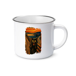 Kot krzyk - inspirowany Van Goghiem - kubek emaliowany na prezent