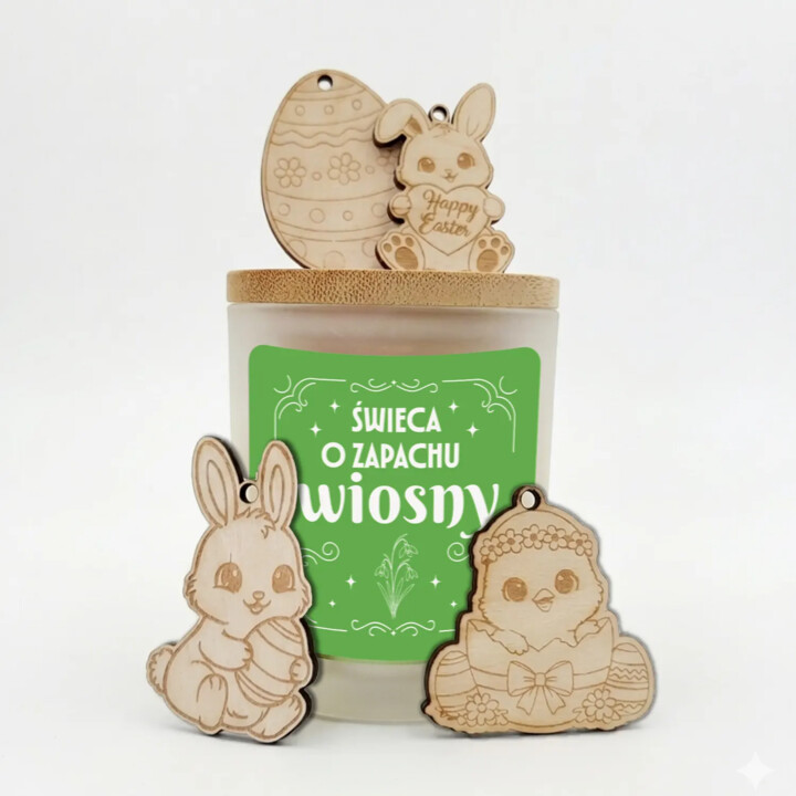 Zestaw świeca o zapachu wiosny + zawieszki na prezent