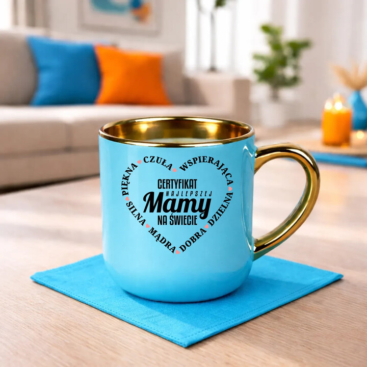 Certyfikat najlepszej mamy na świecie v2 - elegancki kubek na prezent