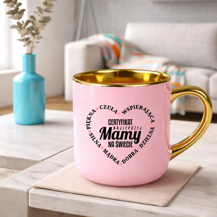 Certyfikat najlepszej mamy na świecie v2 - elegancki kubek na prezent