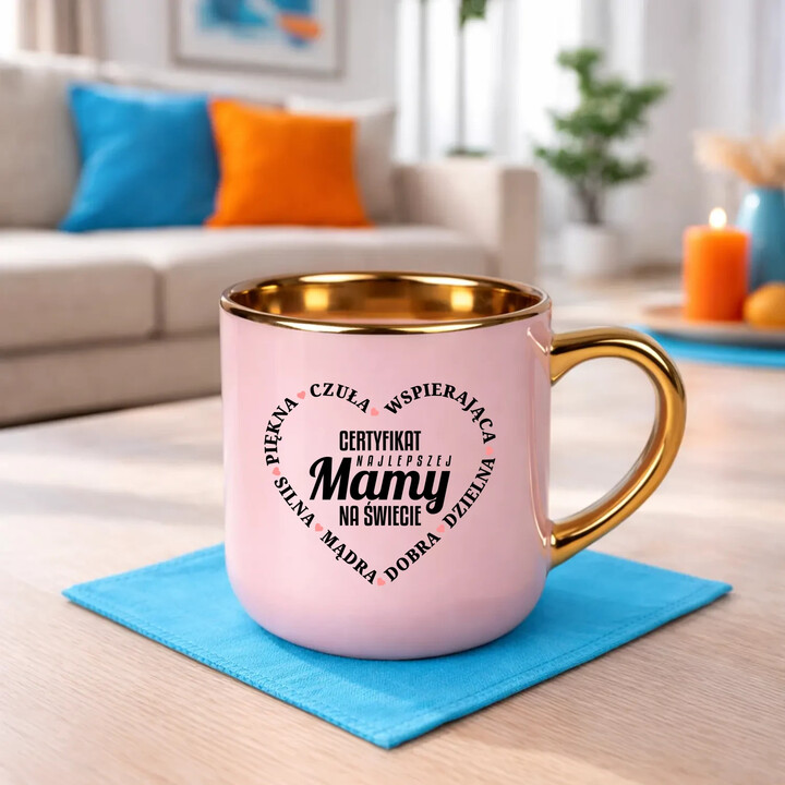 Certyfikat najlepszej mamy na świecie v2 - elegancki kubek na prezent