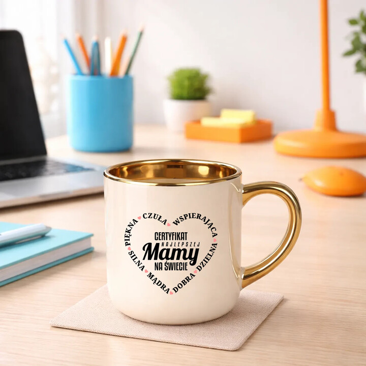 Certyfikat najlepszej mamy na świecie v2 - elegancki kubek na prezent