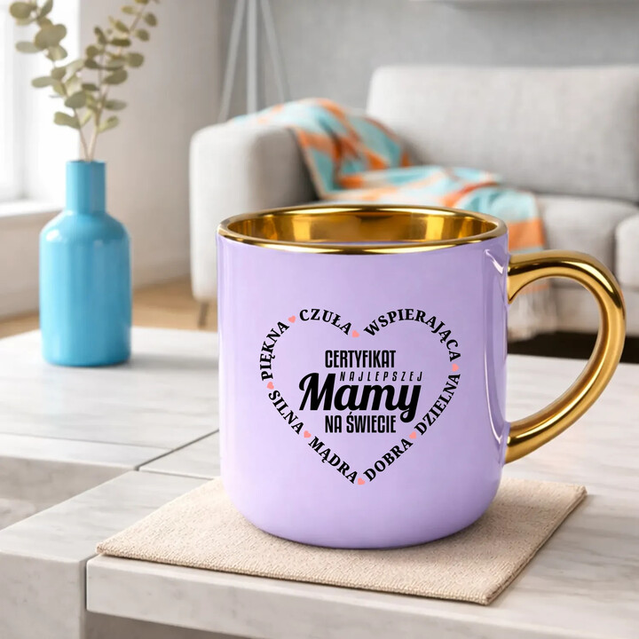 Certyfikat najlepszej mamy na świecie v2 - elegancki kubek na prezent