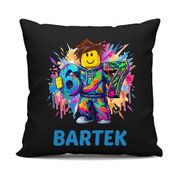 Six seven - 67 - imię - inspirowane Roblox - czarna poduszka na prezent - produkt personalizowany