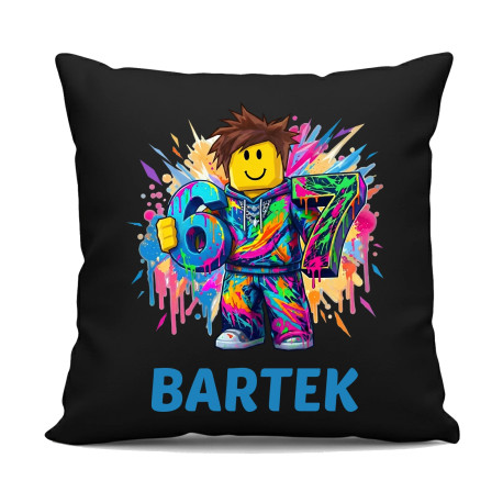 Six seven - 67 - imię - inspirowane Roblox - czarna poduszka na prezent - produkt personalizowany