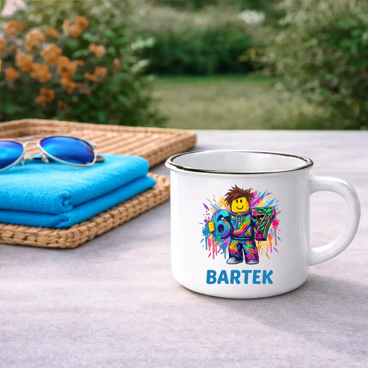 Six seven - 67 - imię - inspirowane Roblox - kubek emaliowany na prezent - produkt personalizowany
