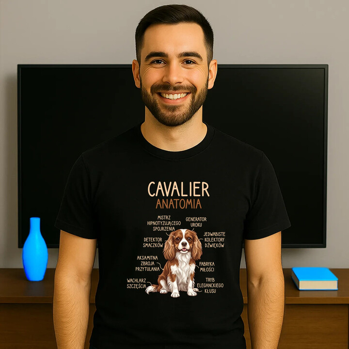 Cavalier - anatomia - męska koszulka na prezent